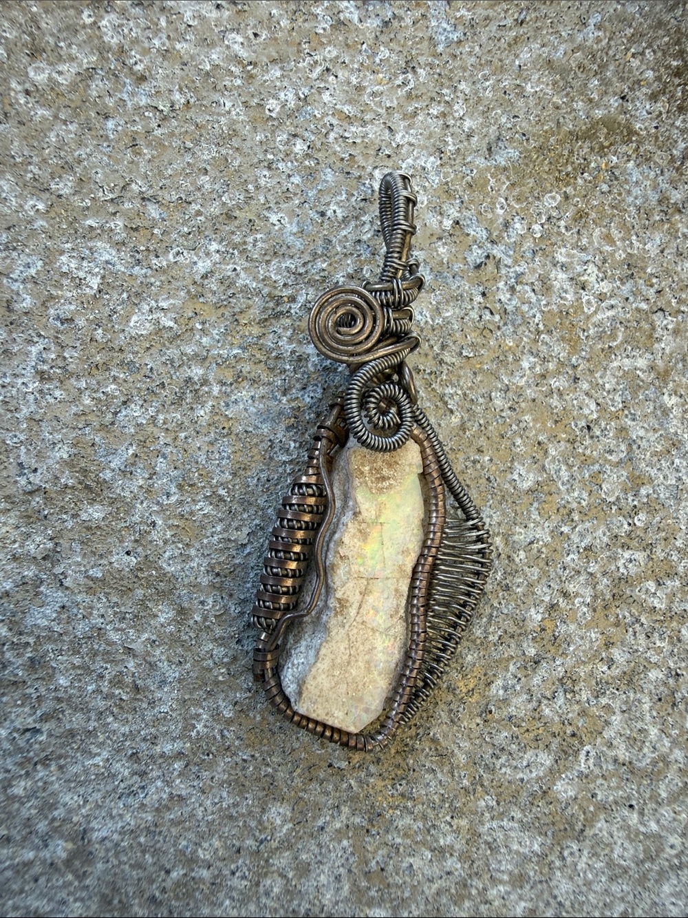 Australian Opal Artisan Wire Wrapped Necklace Pendant